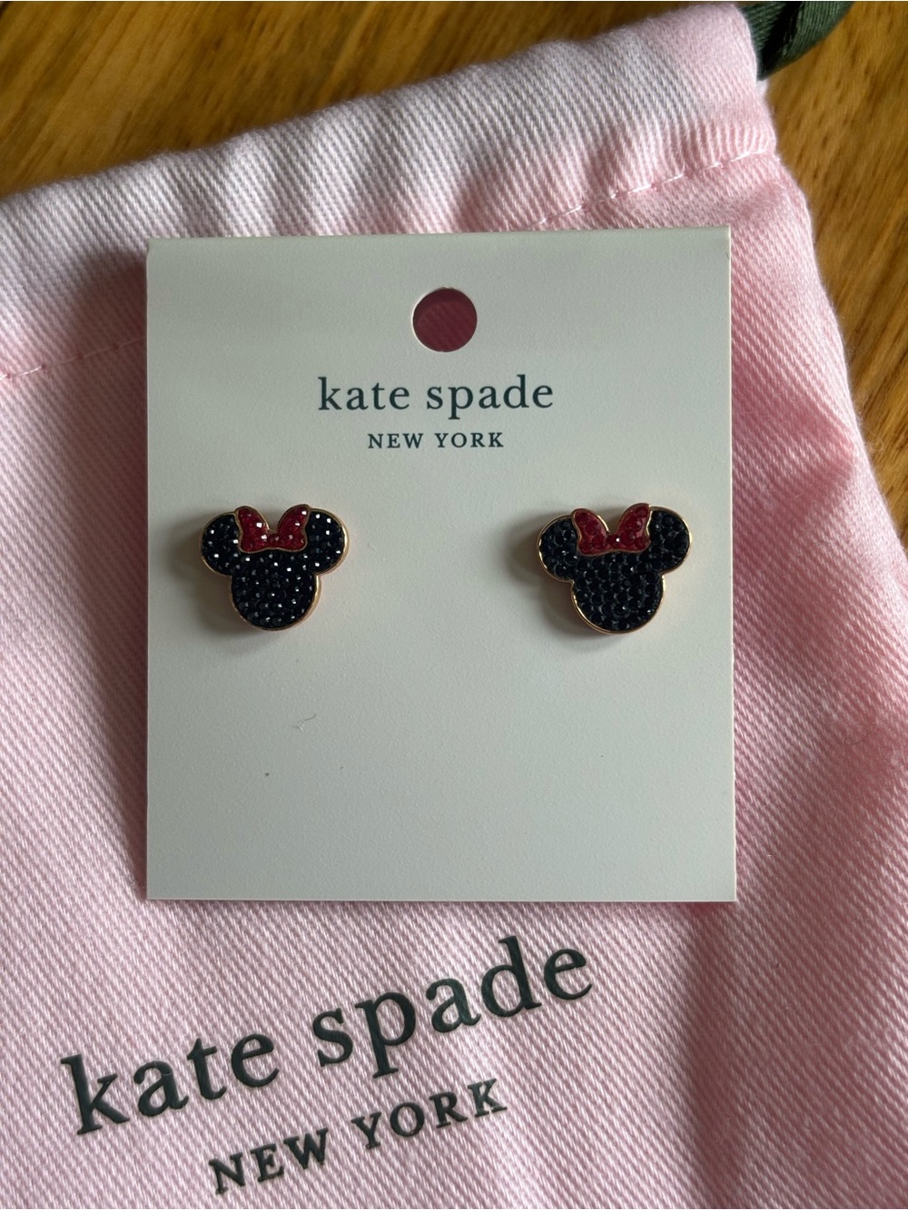 kate spade Black and Red Minnie Mouse Stud Earrings